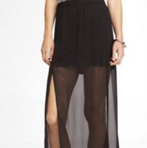 Black mini skirt with sheer slit sides